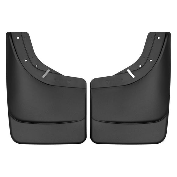 Husky Liner Mud Flap 56221 Custom Mud Guards; Direct-Fit; Set of 2; Contoured; Without Logo; Black; Thermoplastic; Screw On
