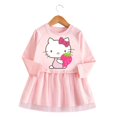 thumbnail image 3 of Hello Kitty nuevo vestido de moda de algodón con estampado de dibujos animados para niñas, falda de malla de manga larga bonita para bebé, vestido pequeño de princesa dulce con cuello redondo, 3 of 5