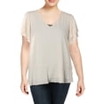 thumbnail image 2 of Michael Kors Womens Embellished Peplum Blouse Ivory M, 2 of 2