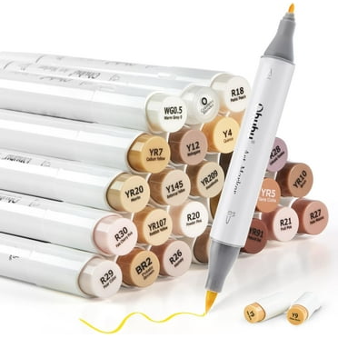 24 Ohuhu Skin Tone Markers Brush & Fine Tip Alcohol Based Markers Gifts-Honolulu B