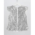 thumbnail image 4 of Miaeowve Kids Girls Sparkly Sequins Ruffle Sleeves Peplum Top Zipper Back Birthday Party Shirts Dancewear Silver 4, 4 of 7