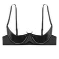 thumbnail image 3 of zdhoor Women's Satin Balconette Bra Demi Half Cup Push Up Underwire Bra Lingerie Shelf Bra Tops Black 4XL, 3 of 5
