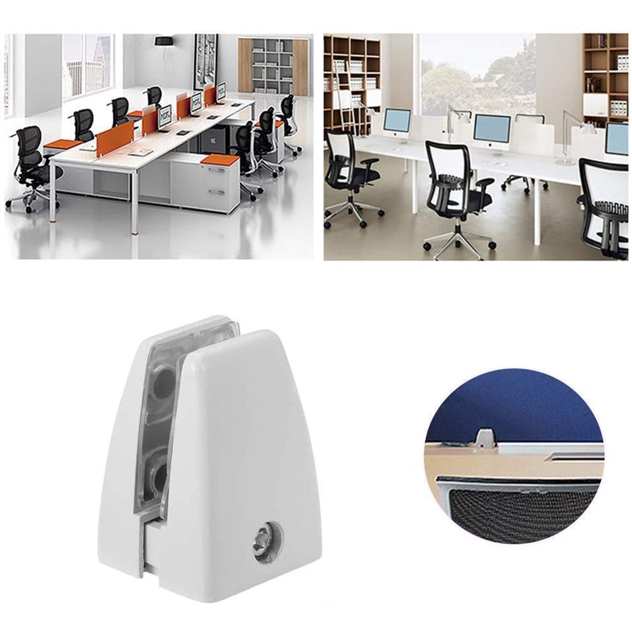 VANROUG 20 PCS Office Desk Partition Support Bracket,Desk Divider Clamp Brackets Shelf Clip Clamp Holder Screen Clip Holders,Desk Privacy Screen Clips Clamps Sneeze Guard Bracket Support 0-1/2" Panel