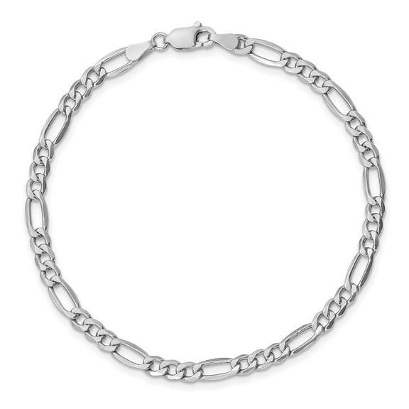 Diamond2Deal 14K White Gold 4.4mm Semi-Solid Figaro Chain Bracelet for Men 7"