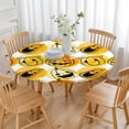 thumbnail image 3 of Halloween Themed Elastic Hem Round Table Cover - 44 Inch Fitted Tablecloth for Kitchen Dining Party, Durable Polyester, 3 of 6