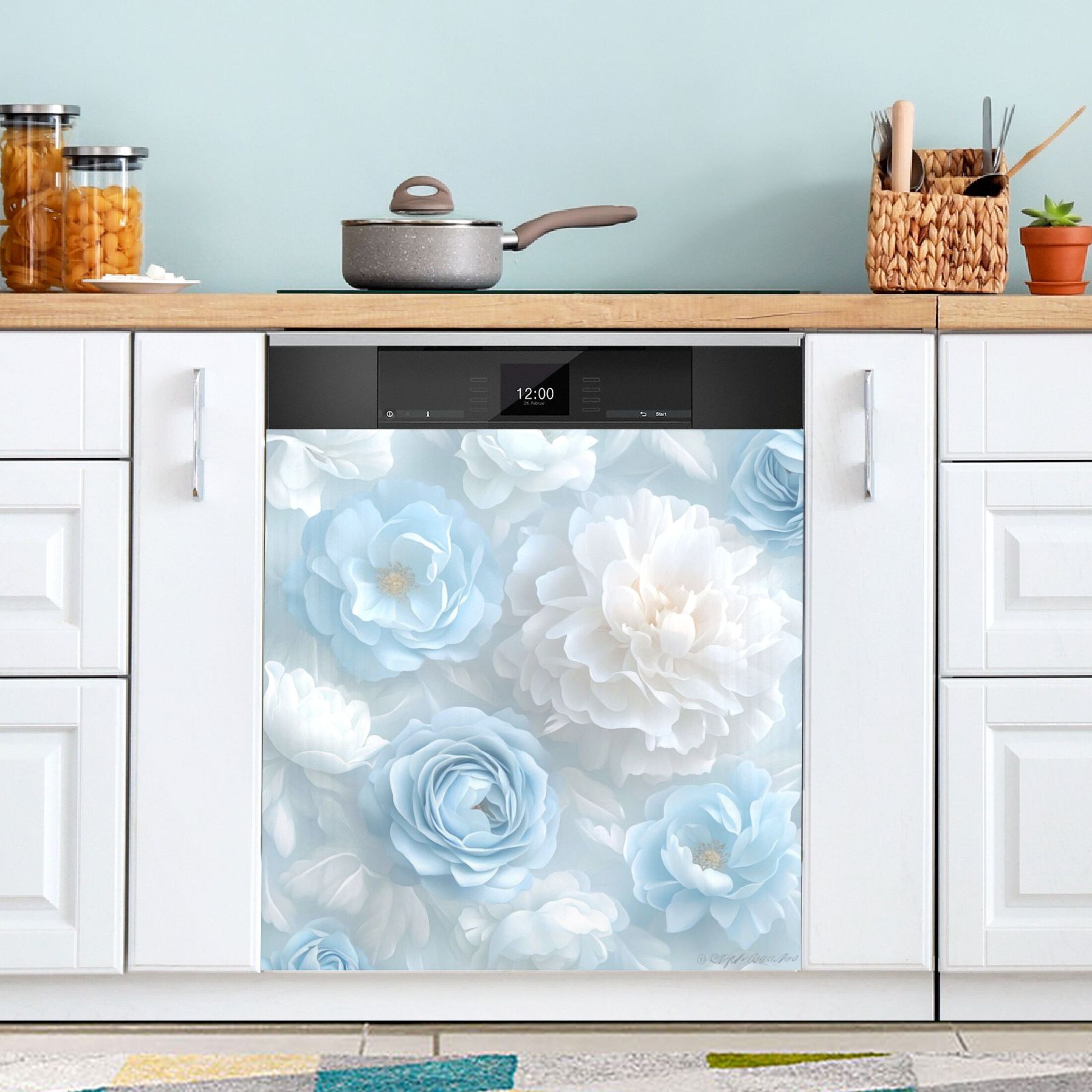 Dishwasher Magnetic Sticker 23x26 Inch Refrigerator Magnetic Sticker Washing Machine Magnetic Sticker Kitchen Panel Magnetic Sticker Home Decor Super Beautiful White Roses