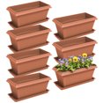 thumbnail image 1 of Outsunny 7 Pack 15.7" Plant Pots, Flower Planters w/ Drainage Holes, Brown, 1 of 9