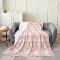 thumbnail image 1 of Erosebridal Bohemian Aztec Flannel Blanket 50x60, Tribal Geometric Pattern Sherpa Throw, Pink, 1 of 7