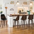 thumbnail image 3 of 26" Swivel Counter Height Bar Stools Set of 3 with Backs, Mid Century for Kitchen Island, Black, 3 of 7