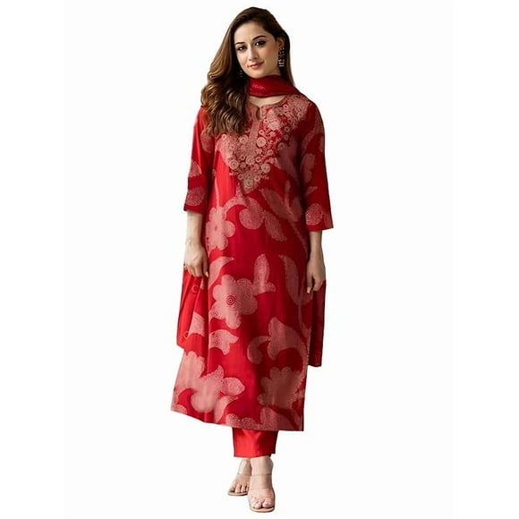 ANNI Designer Bandhani Embroidery Kurta Plazzo Set with Dupatta – Women Kurta Sets for Women | Kurti Set for Women | Suit Set for Women Cotton - Indian Ethnic Traditional Wear Kurta Set