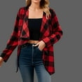 thumbnail image 2 of GigrtiJin Women's Fall Plaid Cardigan Shirt Long Sleeve Lapel Casual Loose Tops Fashion Comfy Basic Blouse Coat, 2 of 7