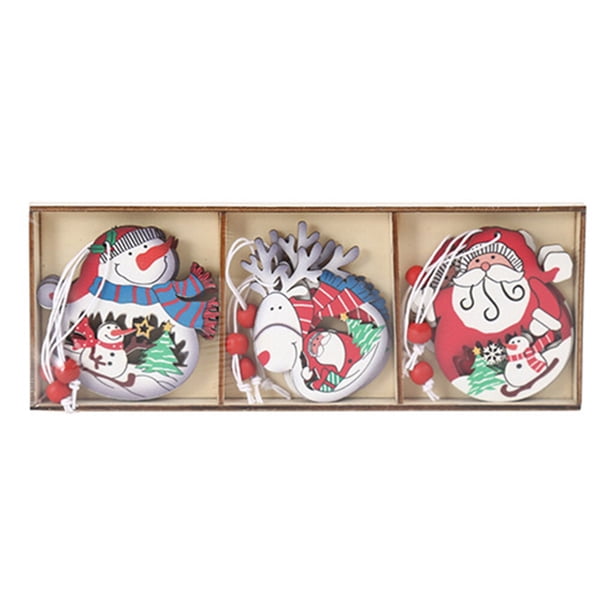 Wosthever Conjunto de decoraciones para árboles de Navidad Diseño de escena tradicional interesante Artesanía de Colgantes de Navidad Accesorios Kits de decoración para fiestas Muñeco de nieve Wosthever HA070061-03