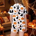 thumbnail image 6 of SJLDQY Halloween Girls Pajama Sets Button Down Short Sleeve Shirts Shorts 2 Piece Hallowmas Pjs Sets Casual Sleepwear Comfy Loungewear Sets for Kids, 6 of 6