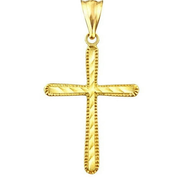 Handcrafted 10kt Gold Diamond-Cut Cross Charm Pendant