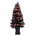 thumbnail image 5 of Northlight 8-Function Fiber Optic Artificial Pine Potted Halloween Tree - 4' - Black - Orange and, 5 of 10