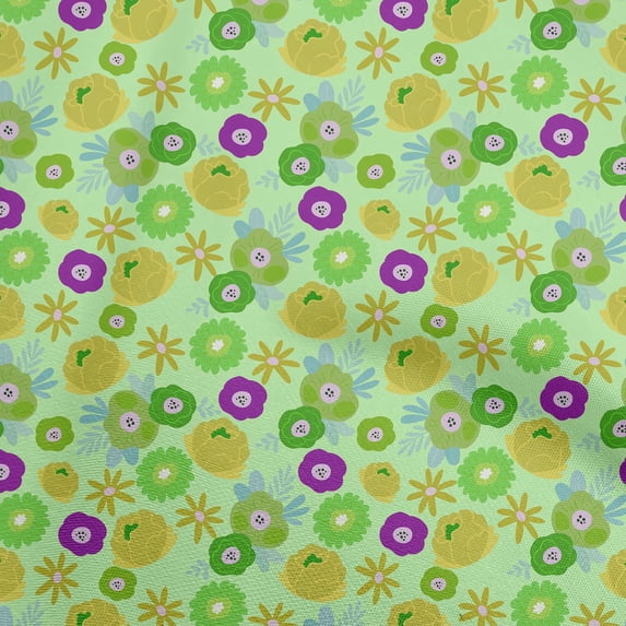 oneOone Velvet Light Green Fabric Abstract Retro Floral Quilting Supplies Print Sewing Fabric By The Yard 58 Inch Wide
