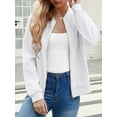 thumbnail image 5 of Women'S Zip Up Cardigan Sweater Hoodies Long Sleeve Jacket Outfits Crewneck Casual Coat White S, 5 of 8