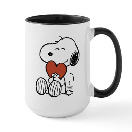 

CafePress - Peanuts: Snoopy Heart Ceramic Mug - 15 oz Ceramic Large White Novelty Mug