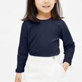 thumbnail image 2 of Povozer Cotton Girls Boys Long Sleeve Shirts Toddlers Crewneck Tee(Navy,12-14Y), 2 of 4