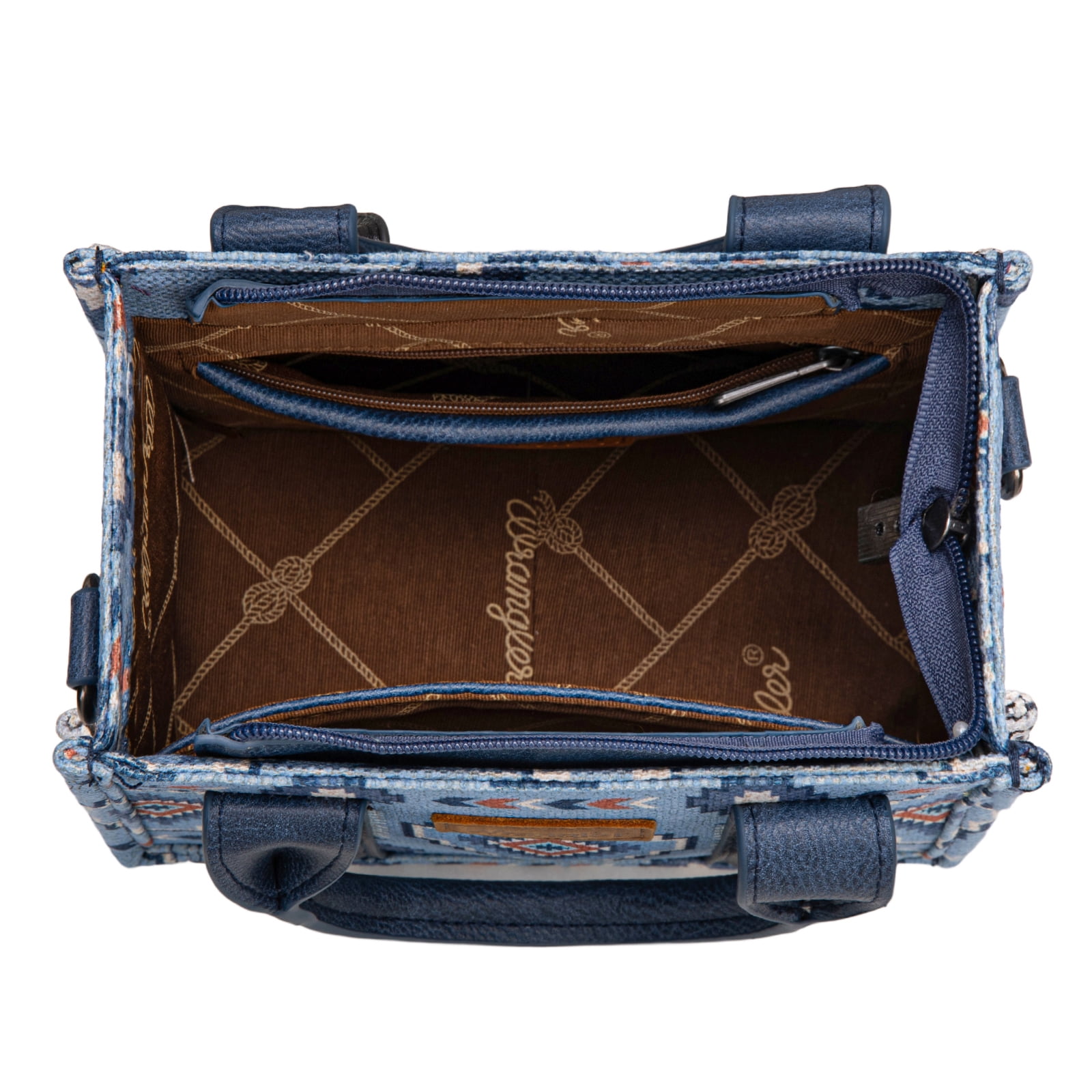 Wrangler Mini Tote Bag Small Top Handle Bag Ladies Woven Satchel Handbag, Jean