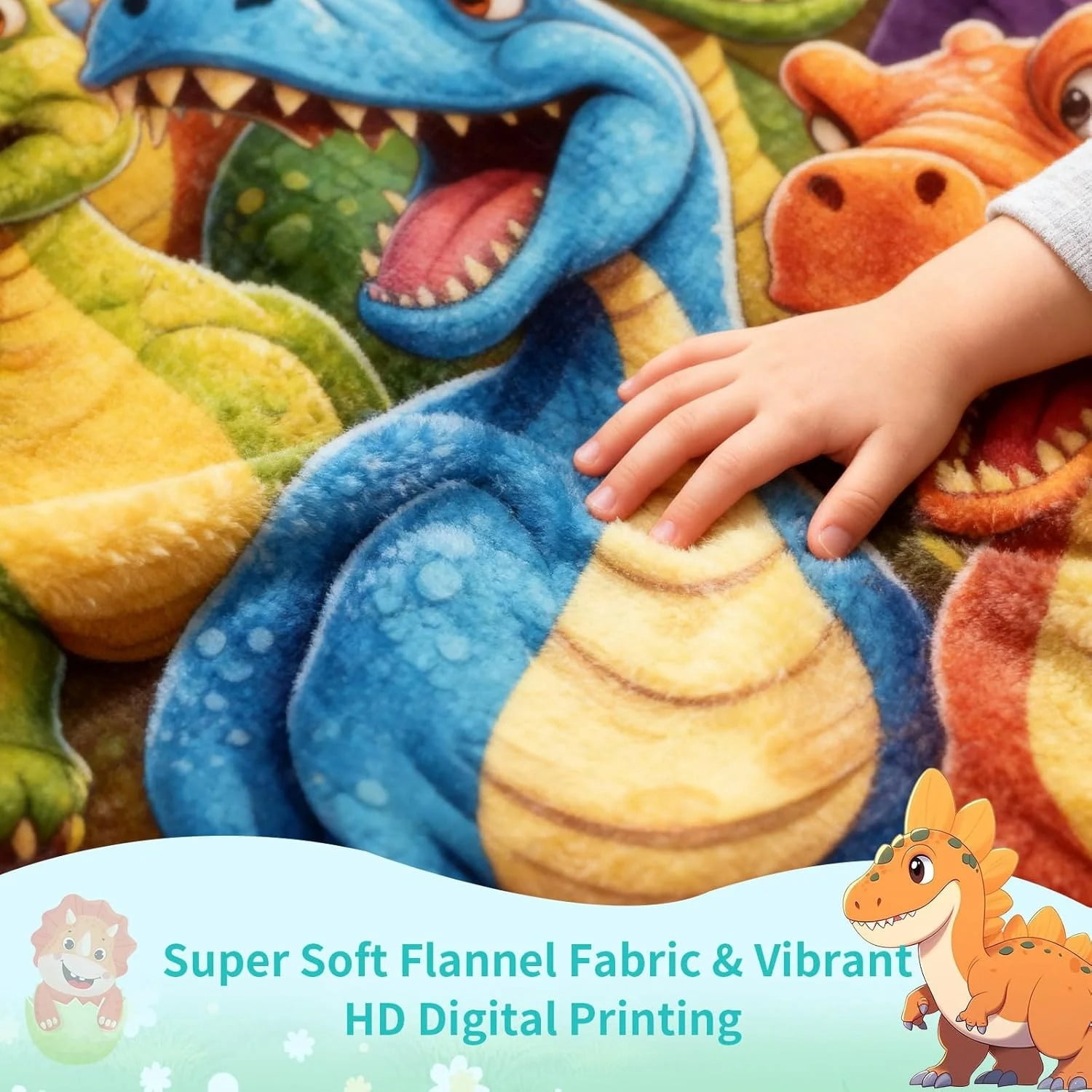 3D Dinosaur Blanket for Boys Girls 3D Dinosaur Throw Dino Blanket for Toddler Boys Kids Cute Smiling Dinosaurs HD Digital Print Flannel Ultra Soft Lightweight All Season
