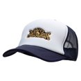 thumbnail image 2 of Happy Halloween Pumpkin Text Embroidered Foam Panel Mesh Snapback - Navy White OSFM, 2 of 5