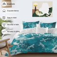 thumbnail image 3 of 3 Piece Teal Green Ocean Shark Duvet Cover Set Queen Size, Microfiber Comforter/Quilt Cover with Corner Ties and 2 Pillowcases, Coastal Wave Summer Beach All Season Soft Bedding with Zipper Closure, 3 of 8