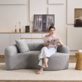 thumbnail image 6 of Aukfa 67" Small Sofa S-Curved Loveseat Couch Modular Sofa No Assembly, 2 Pillows, Chenille, Gray, 6 of 9