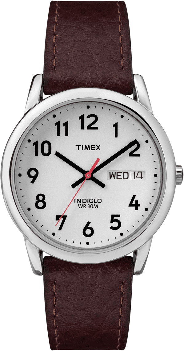 Timex - Timex Men's Easy Reader 35mm Day-Date Watch â Silver-Tone Case White Dial with Dark