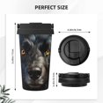 thumbnail image 3 of Uemuo Colorful Floral Black Dog Print Carry Insulated Coffee Mug, Travel Mug with Hidden Handle, Insulated Coffee Flask, Leak-proof Travel Mug Insulated Mug for Office, 3 of 8