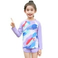 thumbnail image 3 of Hienoo Toddler Girls Long Sleeve Rash Guard Shorts Quick Drying Swimsuits, Sizes 3-10, 3 of 3