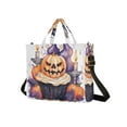 thumbnail image 2 of Halloween Pumpkins Candles Corduroy Tote Bag Handbag Large Messenger Bag Shoulder Crossbody Zipper Bag Purse, 2 of 8