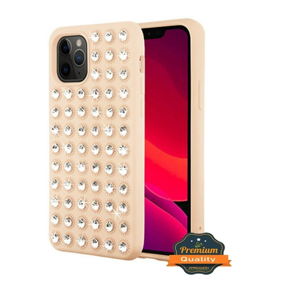 Apple iPhone 11 PRO Phone Case Luxury Shiny Sequin Sparkle Dazzling Diamond Diamante Hybrid Rubber TPU Hard Crystal Gems Heavy Duty Protective Shock Proof Cover ROSE GOLD for Apple iPhone 11 Pro /5.8"