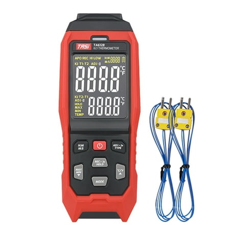 

Tasi Ta612B 2 Channels K/ J Type Thermocouple Thermometer -200~1372℃/ -328~2501℉ Handheld Digital Lcd Temperature Meter 9999 Groups Data Storage