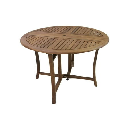 Outdoor Interiors Round Folding Table  48-Inch  Brown