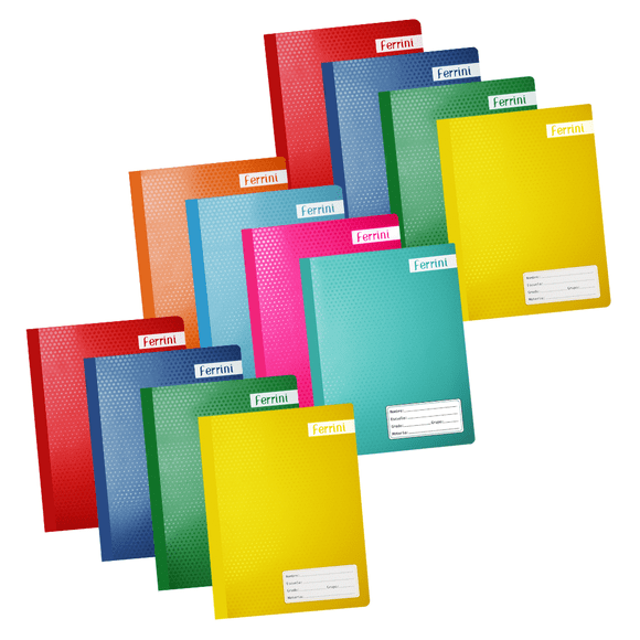 Cuaderno Profesional Ferrini Cosido 100 Hojas Pasta Semi Rígida Pack 12 Piezas Cuadro Chico