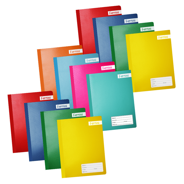 Cuaderno Profesional Ferrini Cosido 100 Hojas Pasta Semi Rígida Pack 12 Piezas Raya