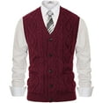 thumbnail image 1 of Gilet pour Homme Sans Manches à Col en V en Tricot Torsadé, 1 of 7