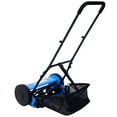 thumbnail image 4 of Lawn Mower, iRerts 16 Inch 5 Blade Push Reel Lawn Mower with Grass Catcher, Adjustable Blade Height, Lightweight Manual Lawn Mower for Backyard Garden Park Lawn, Blue, 4 of 8