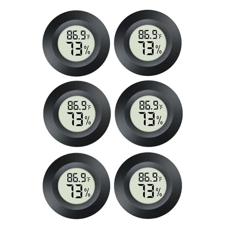 MONTERA 6 Pack Hygrometer Thermometer Digital Humidity Meter Indoor/Outdoor Humidity Monitor Reptile Thermometer for Greenhouse Humidors Terrarium Jars ℉/ ℃(6)