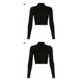 thumbnail image 1 of Jumpingount 2021 mujeres Sexy ceñido al cuerpo fiesta vendaje espalda descubierta correas Clubwear camiseta cuello bajo triangulación de envío Negro M 2piezas Jumpingount CBP167299, 1 of 6