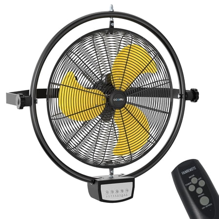 20 Inch Remote Control Wall Mount Fan, High Velocity 3-Speed Oscillating Wall Fan with Timer, 5100 CFM, For Patio, Gazebo
