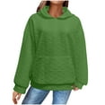thumbnail image 2 of Yteetum Hoodies for Women Solid Color Loose Jacquard Long Sleeve Sweatshirts Hooded Ladies Casual Fashion Lightweight Comfortable Long Sleeve Pullover Sweatshirt with Pockets Fall, 2 of 7
