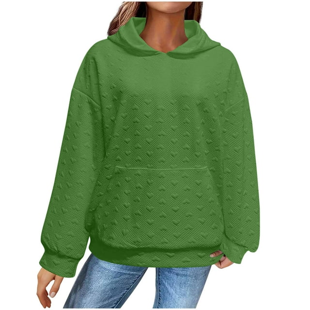 Tumotour Chandails en Molleton pour Femmes Col Rond Manches Longues Chandail Ample avec Poches avant Chandail Léger Décontracté Printemps Chandails à Capuchon Hauts Confortables Tenues de Mode Automne Vêtements 2025