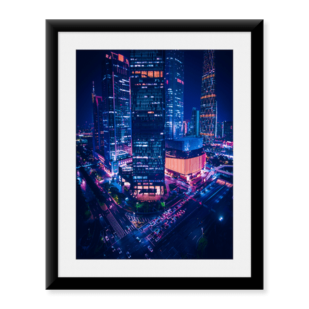 Framed Art Print, Guangzhou cityscape at night, China by Artographie, 17-7/8" x 21-7/8"