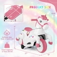 thumbnail image 3 of Gymax 12V Kids Ride on Unicorn Toy w/ Training Wheels Music One-button Start Horse Toy Pink, 3 of 9