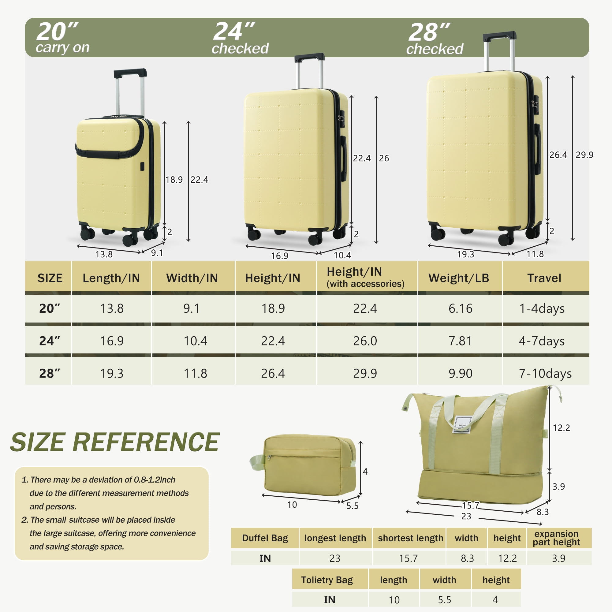 Hardside Luggage Set 5 Piece with Bags,20IN Half-opening Carry on Luggage with USB Port, Expandable 24IN 28IN Luggage with Double Spinner Wheels TSA Lock
