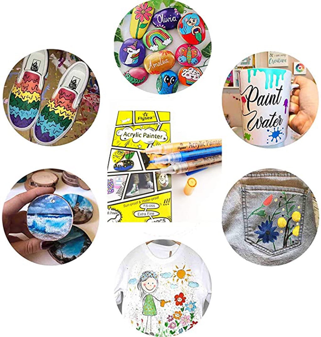 28 Colors Waterproof Dual Tip Acrylic Paint Pens, Dot & Fine Tip Premium Coloring Drawing Markers Set for Wood, Rock Painting, Canvas, Glass, Ceramic Surfaces and DIY Crafts Making Art Supplies