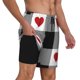 thumbnail image 2 of Balery Heart Black Buffalo Plaid Gingham Bañador para hombre, shorts de playa de secado rápido con entrepierna y forro de compresión-XX-Large, 2 of 6