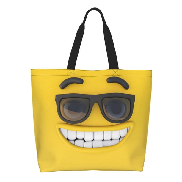 Fotbe Smiling With Sunglasses Bolsa Tote Estética de Lona con Estampado para Mujer - Bolsa Reutilizable de Hombro Casual para Vacaciones, Compras, Trabajo y Gimnasio
